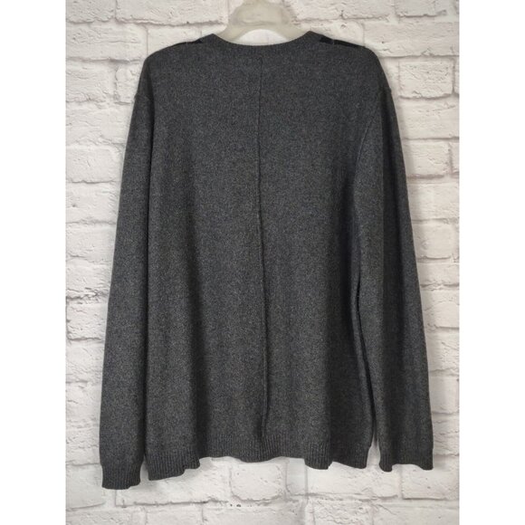 Transcript Mens XL 100% Cashmere Sweater Gray Argyle Print V Neck Soft - Picture 2 of 11